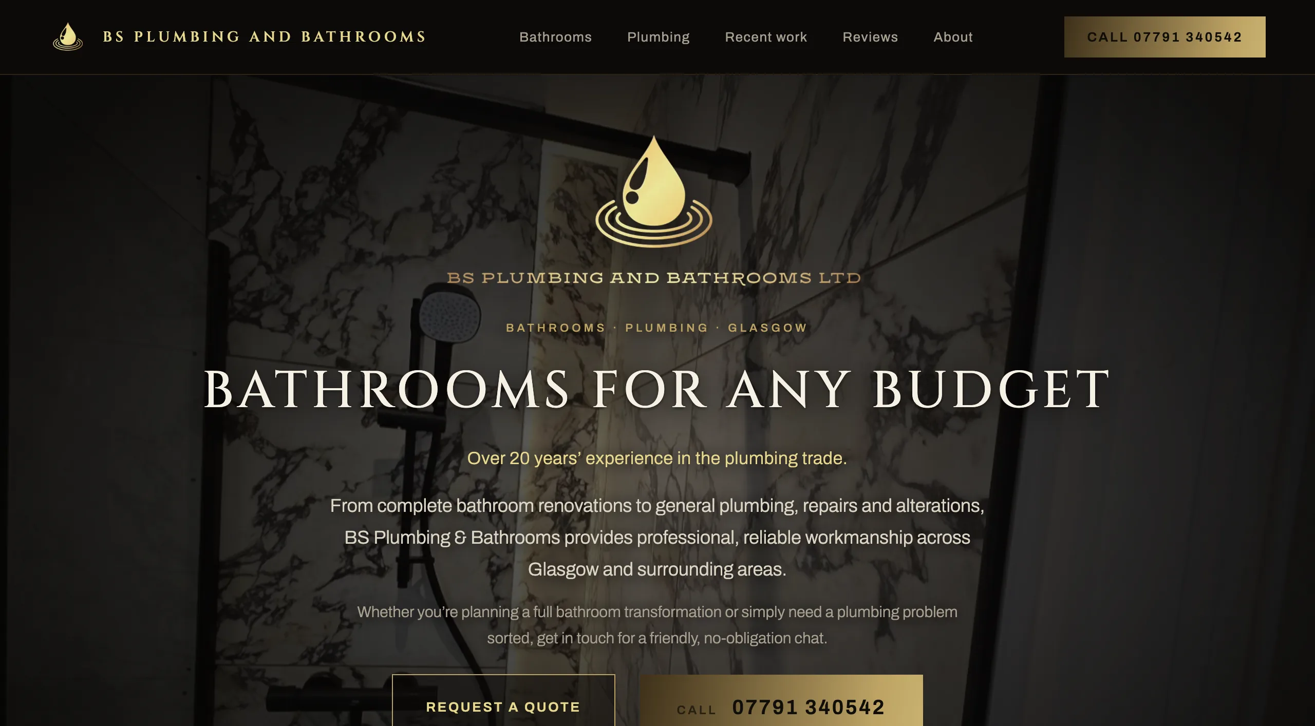 BS Plumbing and Bathrooms site homepage
