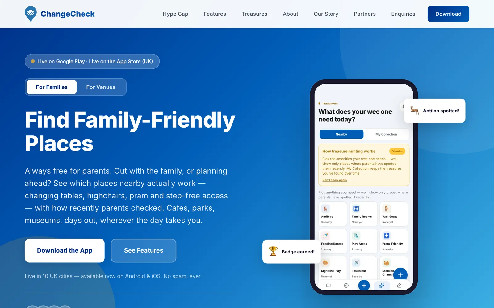 ChangeCheck app homepage