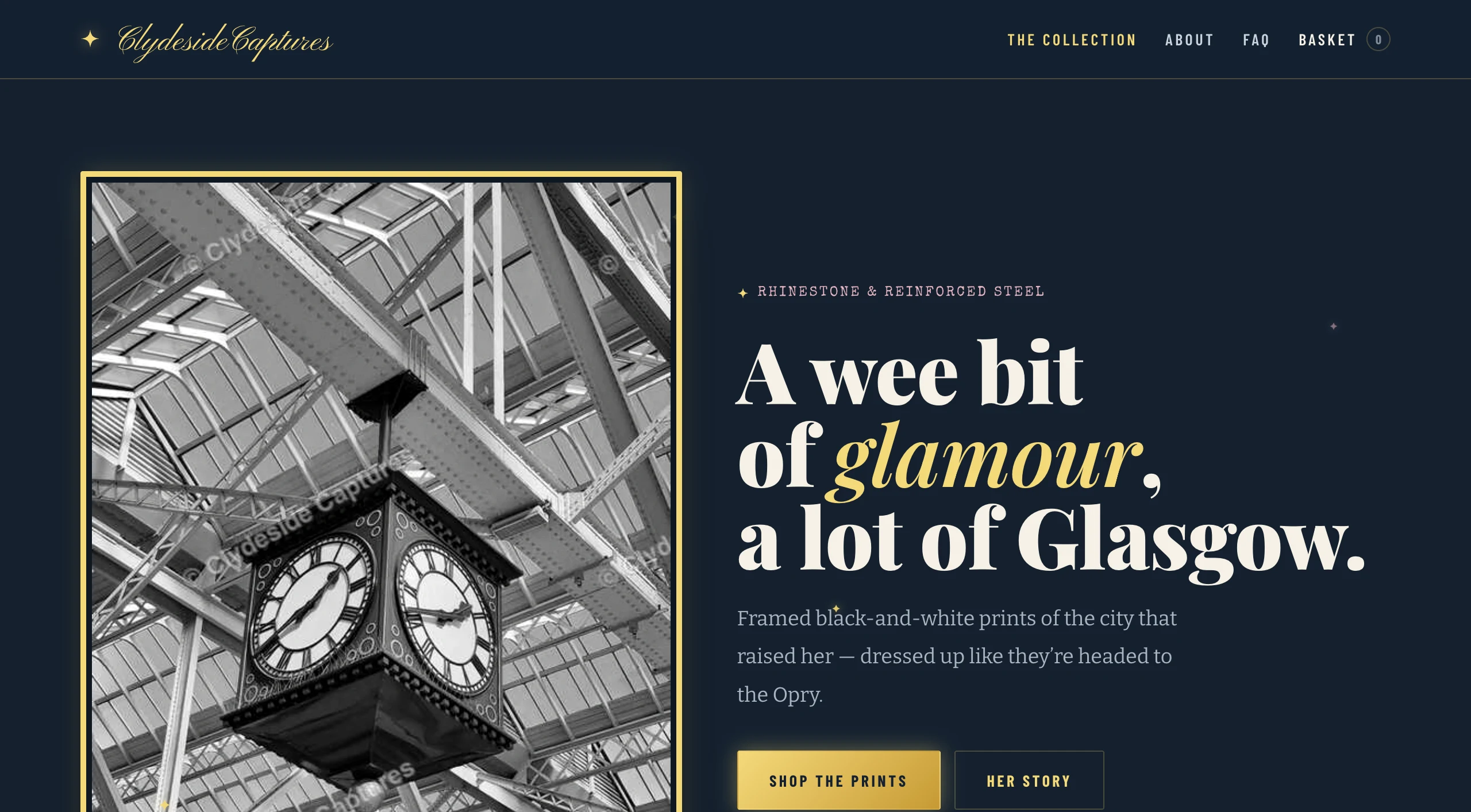 Clydeside Captures print studio site shown on desktop and mobile