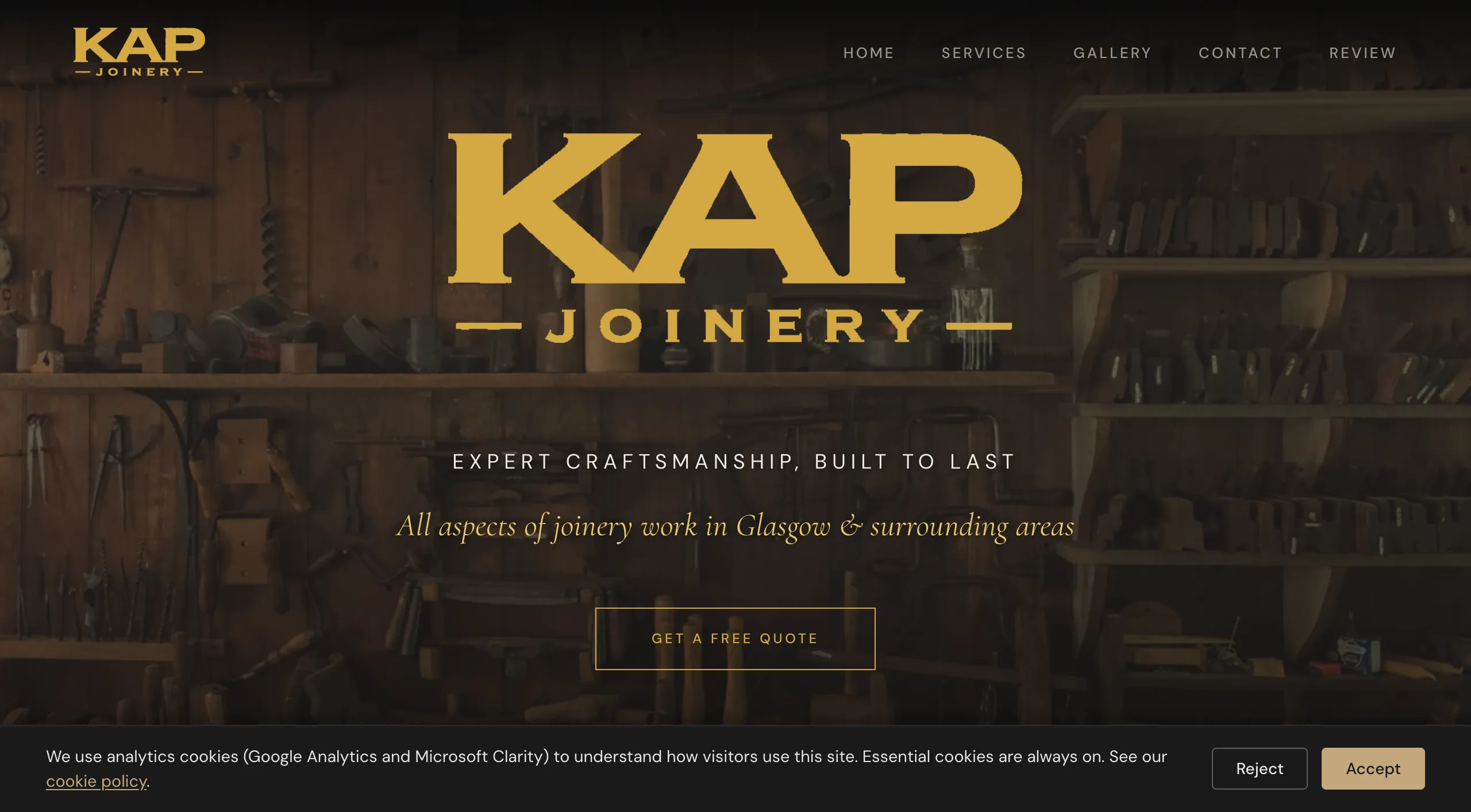 KAP Joinery site homepage